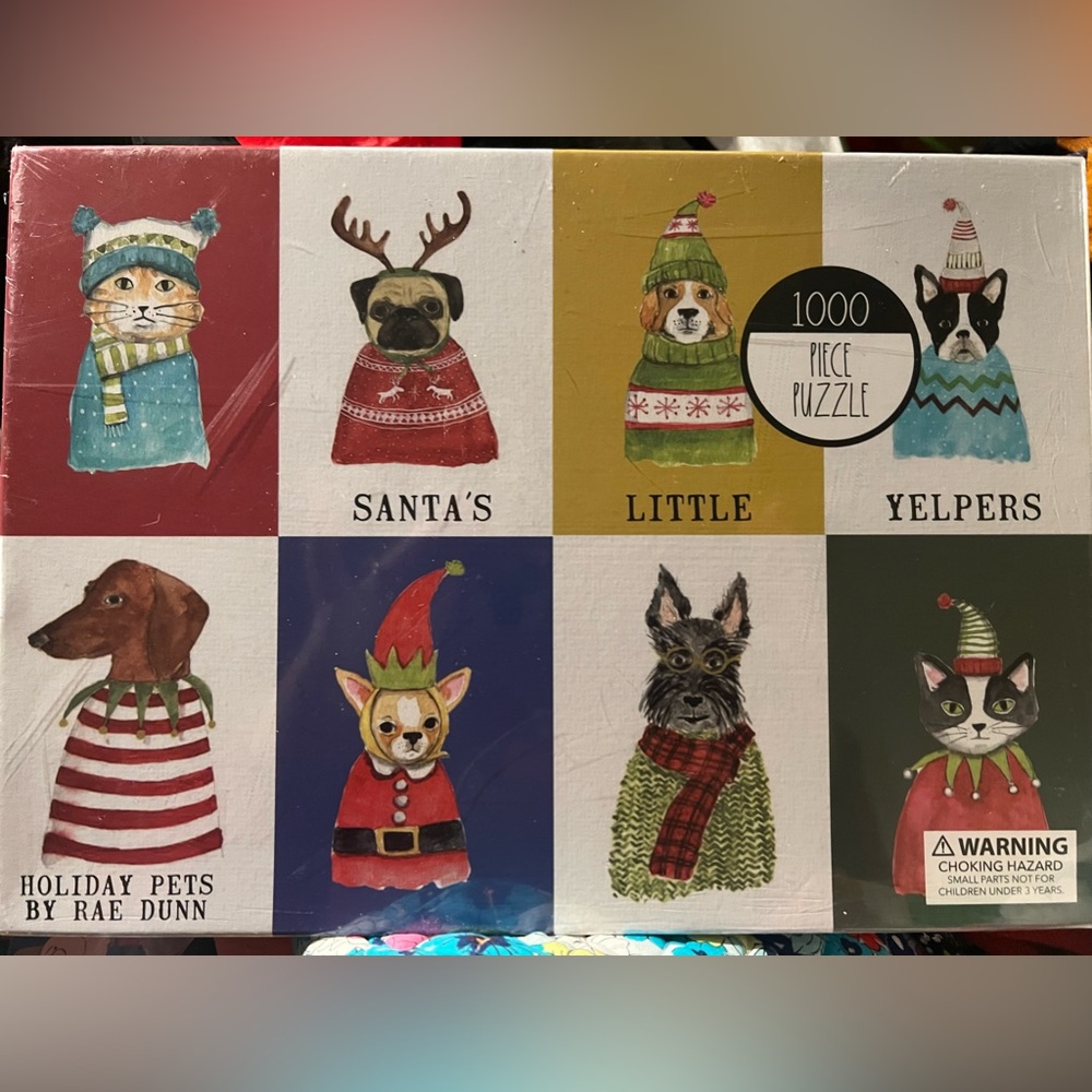 NWT-Rae Dunn 1000 Piece Puzzle “Holiday Pets”